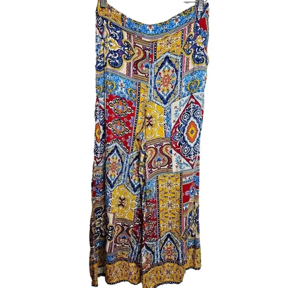Boho Mixed Print Pants Size M - Picture 1 of 15